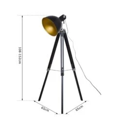HOMCOM Retro Tripod Floor Lamp Height Adjustable Studio Dome Shade Light Wooden Legs-Black/Gold 12 HOMCOM Retro Tripod Floor Lamp Height Adjustable Studio Dome Shade Light Wooden Legs-Black/Gold -Home Furnishing Serie Shop 1646325074 85393300