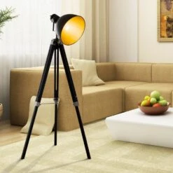HOMCOM Retro Tripod Floor Lamp Height Adjustable Studio Dome Shade Light Wooden Legs-Black/Gold 19 HOMCOM Retro Tripod Floor Lamp Height Adjustable Studio Dome Shade Light Wooden Legs-Black/Gold -Home Furnishing Serie Shop 1646325092 02390700