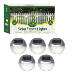 GardenKraft Solar Fence Lights Pack Of 5 - Silver -Home Furnishing Serie Shop 17730L
