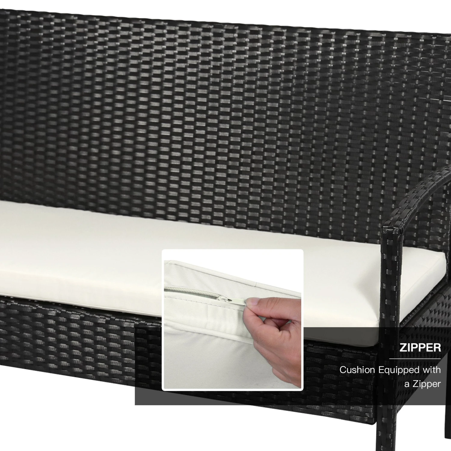 Outsunny 4 Pieces Outdoor PE Rattan Corner Sofa With Cushions - Black 6 Outsunny 4 Pieces Outdoor PE Rattan Corner Sofa With Cushions - Black - Image 6