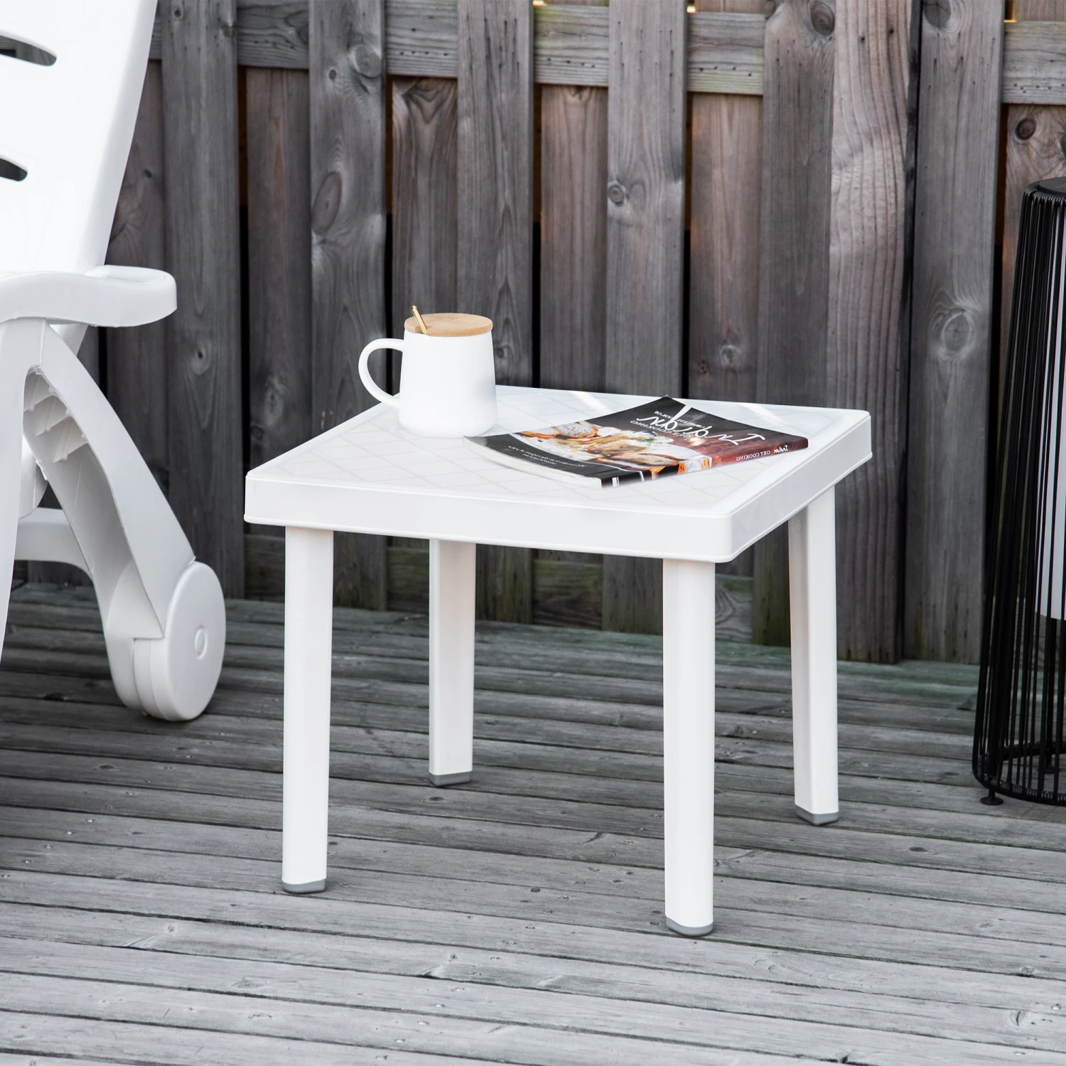 Outsunny Patio End Table - White 2 Outsunny Patio End Table - White - Image 2
