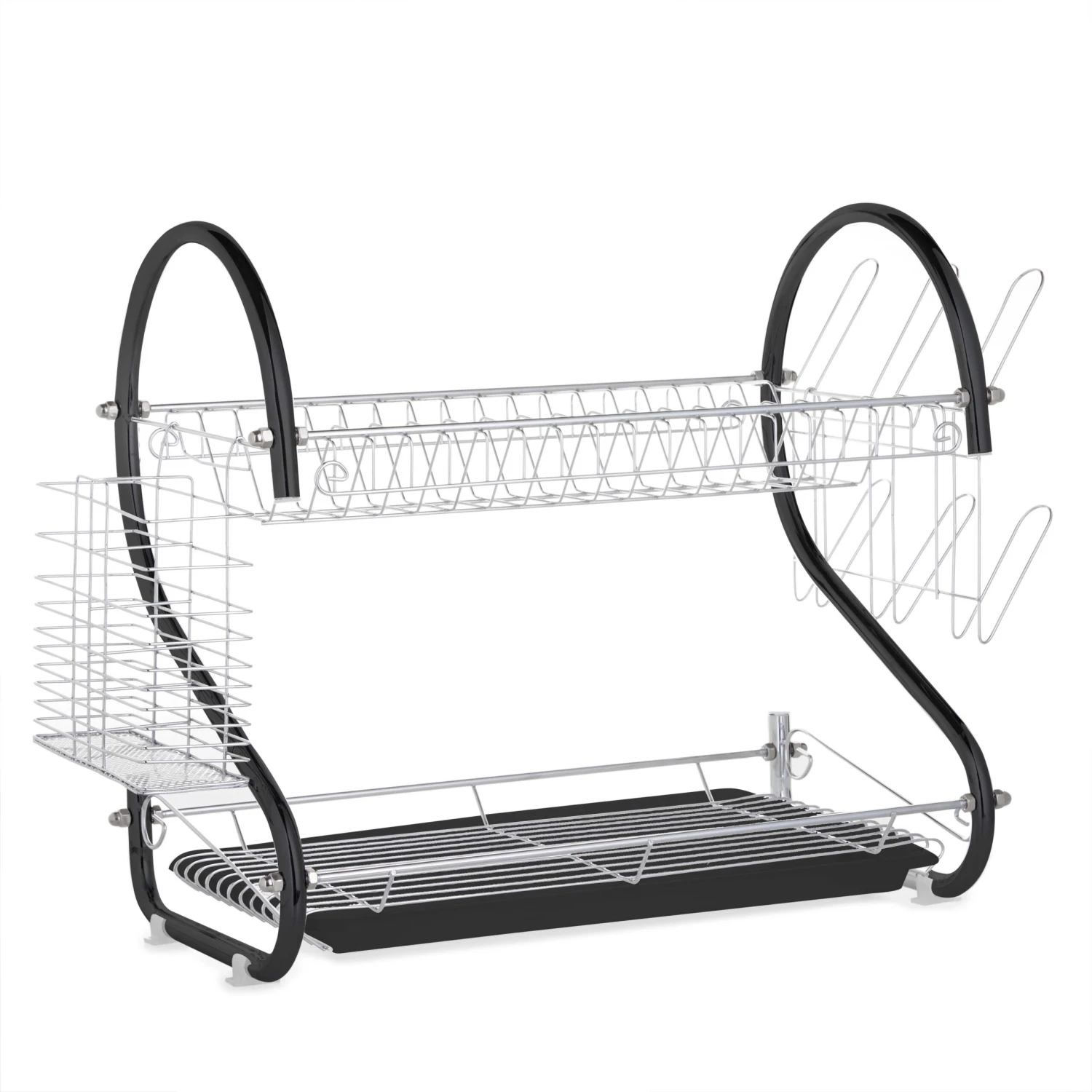 Lewis's 2 Tier Dish Drainer For Kitchen Sink - Black 1 Lewis's 2 Tier Dish Drainer For Kitchen Sink - Black