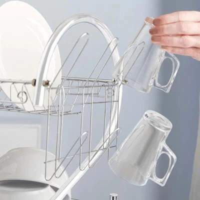 Lewis's 2 Tier Dish Drainer For Kitchen Sink - Chrome 4 Lewis's 2 Tier Dish Drainer For Kitchen Sink - Chrome - Image 4