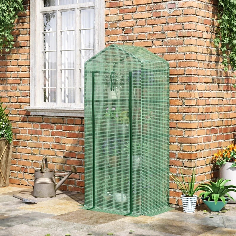 Outsunny Mini Greenhouse With 4 Tier 70 X 50 X 160 Cm - Green 9 Outsunny Mini Greenhouse With 4 Tier 70 X 50 X 160 Cm - Green - Image 9