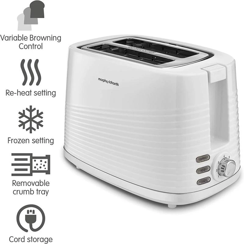 Morphy Richards Dune 2 Slice Toaster - White 6 Morphy Richards Dune 2 Slice Toaster - White - Image 6