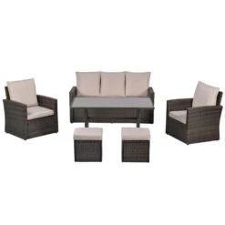 Outsunny Rattan Sofa Sets With Footstool - Brown -Home Furnishing Serie Shop 2DFdaa1818549bb81 jpg