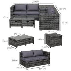 Outsunny Rattan Corner Sofa Set 1.3m - Grey -Home Furnishing Serie Shop 2Xya121821a153f3d jpg