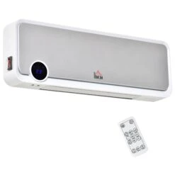 HOMCOM Wall Mounted Downflow Ceramic Heater - White With 12 Hour Timer