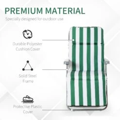 Outsunny Set Of 2 Garden Patio Outdoor Sun Recliners Loungers Folding Foldable Multi Position Relaxers Chairs With Cushions Fire Retardant Sponge (Green White) 15 Outsunny Set Of 2 Garden Patio Outdoor Sun Recliners Loungers Folding Foldable Multi Position Relaxers Chairs With Cushions Fire Retardant Sponge (Green White) -Home Furnishing Serie Shop 2hB75617ee2cf0b6e