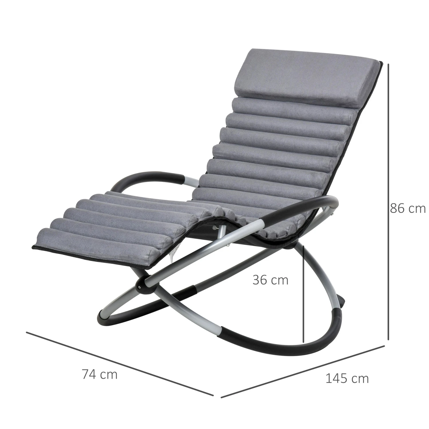 Outsunny Rocking Chair - Grey 3 Outsunny Rocking Chair - Grey - Image 3