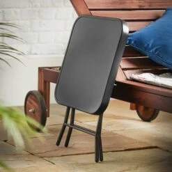 Silver & Stone Folding Glass Side Table 40 X 40 X 46cm - Black - Indoor Or Outdoor -Home Furnishing Serie Shop 3232804 IMAGE6