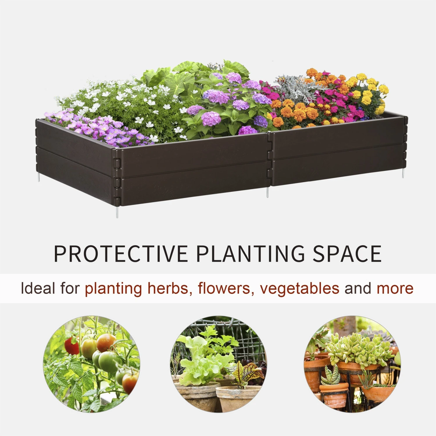Outsunny Plastic Planter 6 Panels Raised Garden Bed 4 Outsunny Plastic Planter 6 Panels Raised Garden Bed - Image 4