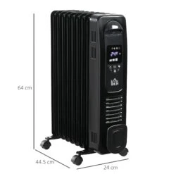 HOMCOM 2180W Oil Filled Radiator, 9 Fin Portable Heater W/ Timer Remote Control Black -Home Furnishing Serie Shop 39cdca48043f1445ab399535187c6a1e