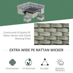 Outsunny Outdoor Wicker Sofa Furniture Set 1.2m 6 Piece - Grey 14 Outsunny Outdoor Wicker Sofa Furniture Set 1.2m 6 Piece - Grey -Home Furnishing Serie Shop 3IPa0917f01012463 jpg