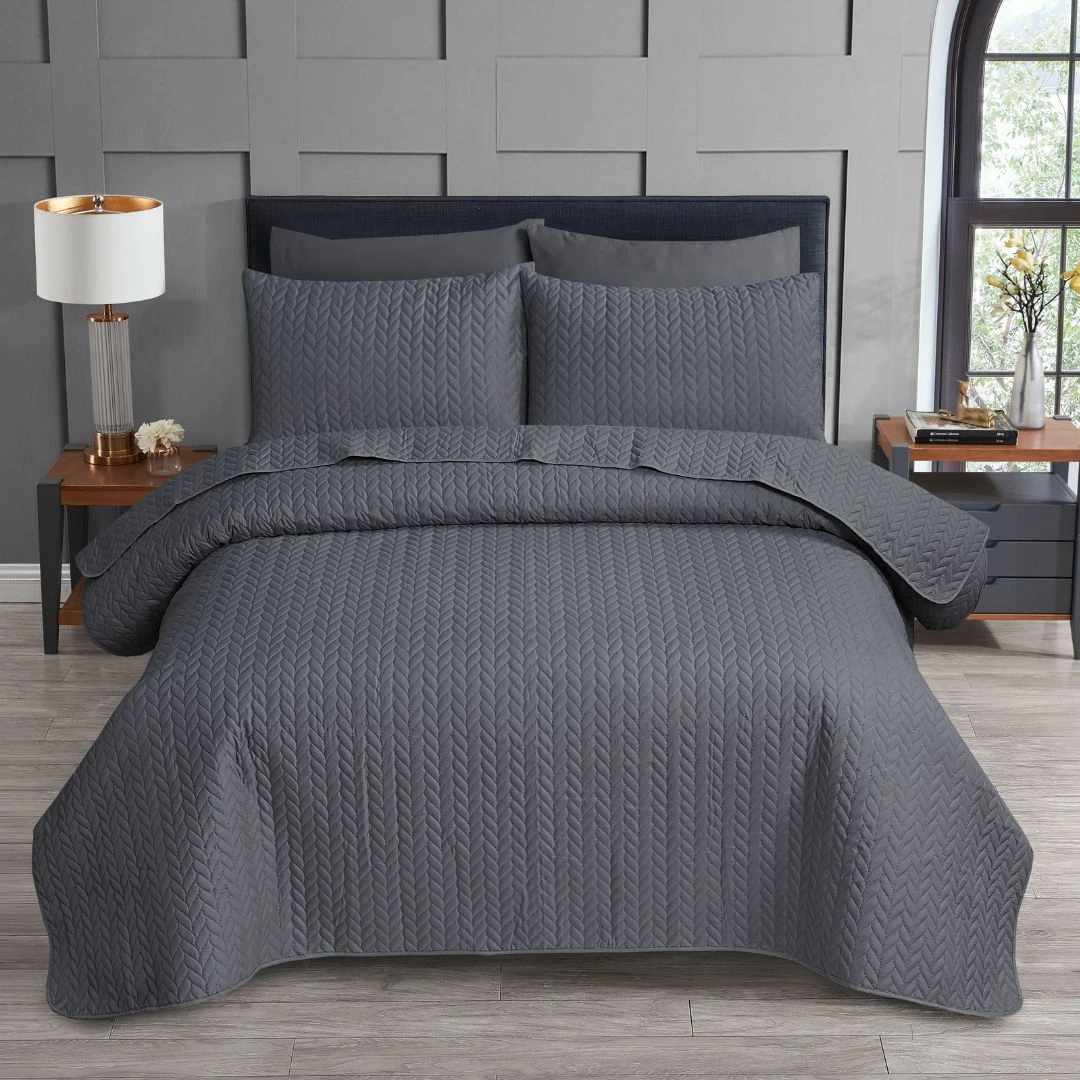 Opus Leaf Pinsonic Duvet Set - Charcoal 1 Opus Leaf Pinsonic Duvet Set - Charcoal