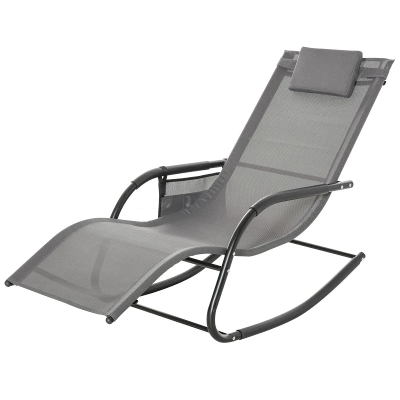 Outsunny Lounger Rocking Chair - Grey 1 Outsunny Lounger Rocking Chair - Grey