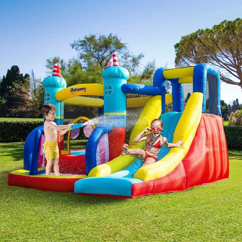 Outsunny Bouncy Castle With Slide And Pool 2 Outsunny Bouncy Castle With Slide And Pool - Image 2