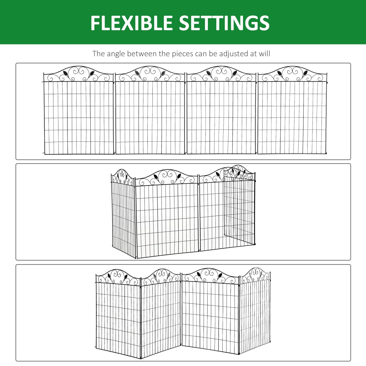 Outsunny Garden Decorative Fence Panels 44in X 12ft 5 Outsunny Garden Decorative Fence Panels 44in X 12ft - Image 5
