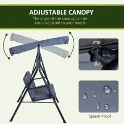 Outsunny Metal Swing Chair 3-Seater - Grey 15 Outsunny Metal Swing Chair 3-Seater - Grey -Home Furnishing Serie Shop 3zUa091859a998b8c jpg