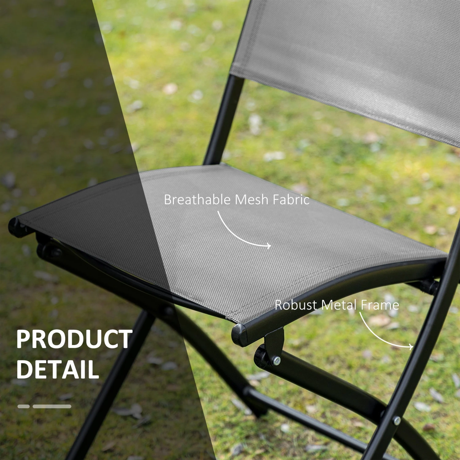 Outsunny 3 Piece Patio Dining Set - Black 5 Outsunny 3 Piece Patio Dining Set - Black - Image 5