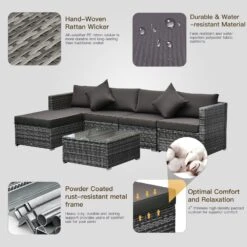 Outsunny 6 Pieces Outdoor Rattan Corner Sofa Set, Patio Aluminum Frame With All-weather Wicker Conversation Furniture W/ Coffee Table & Cushions, Mixed Grey 19 Outsunny 6 Pieces Outdoor Rattan Corner Sofa Set, Patio Aluminum Frame With All-weather Wicker Conversation Furniture W/ Coffee Table & Cushions, Mixed Grey -Home Furnishing Serie Shop 4 2 59c89ee1 3763 49c0 86de 054e29dbf569