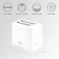 Quest 2 Slice Plastic Toaster - White -Home Furnishing Serie Shop 4287650 7