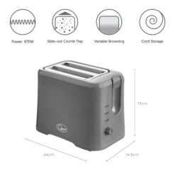 Quest 2 Slice Plastic Toaster - Grey -Home Furnishing Serie Shop 4287681 7