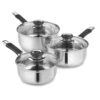 Lewis's Stainless Steel 3 Piece Pan Set With Silica Handles - Silver