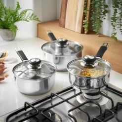 Lewis's Stainless Steel 3 Piece Pan Set With Silica Handles - Silver 15 Lewis's Stainless Steel 3 Piece Pan Set With Silica Handles - Silver -Home Furnishing Serie Shop 4316480 IMAGE2