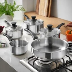 Lewis's 5 Piece Stainless Steel Pan Set With Bakelite Handle & Knob Home Kitchen 11 Lewis's 5 Piece Stainless Steel Pan Set With Bakelite Handle & Knob Home Kitchen -Home Furnishing Serie Shop 4316497 IMAGE2