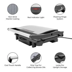 Quest Deluxe Health Grill & Panini Press Marble Coated - Silver 15 Quest Deluxe Health Grill & Panini Press Marble Coated - Silver -Home Furnishing Serie Shop 4329633 10