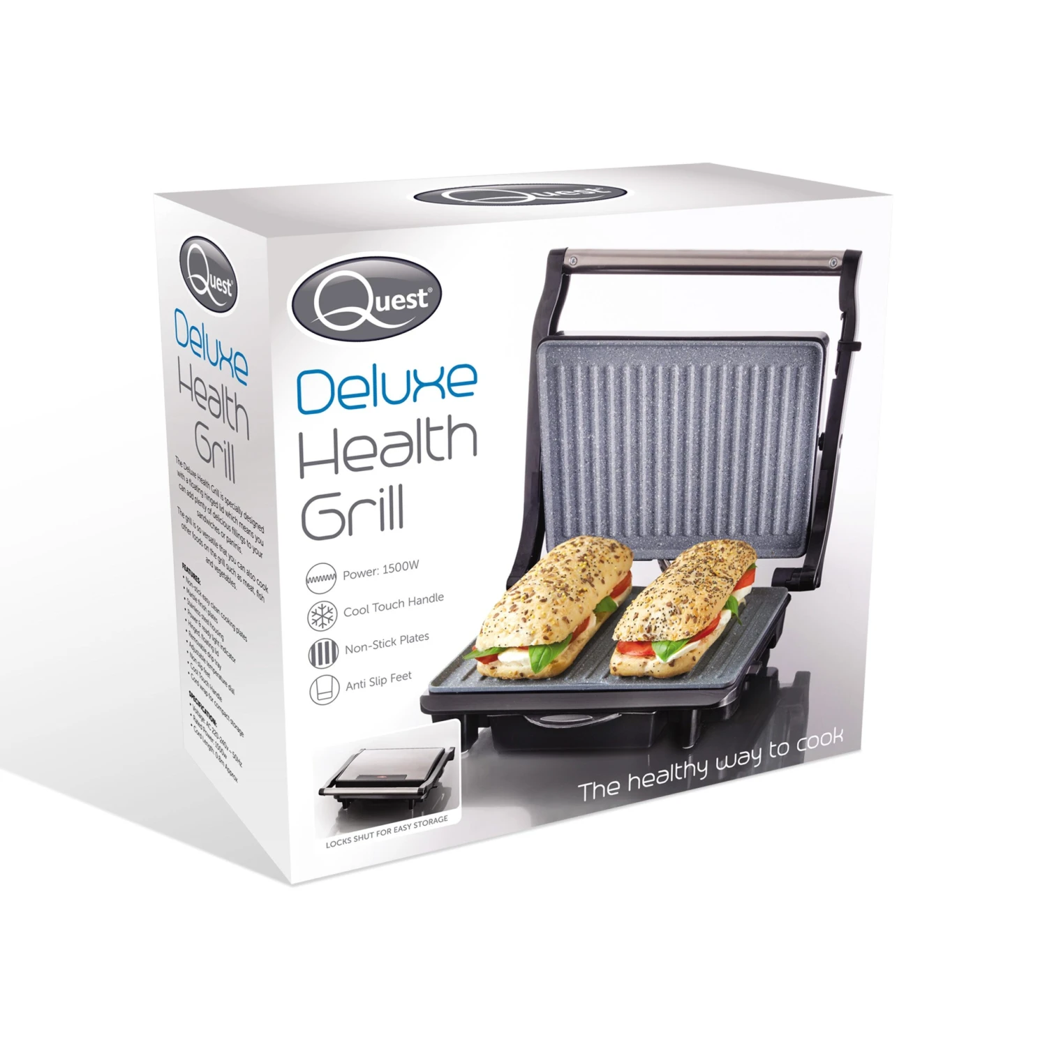 Quest Deluxe Health Grill & Panini Press Marble Coated - Silver 12 Quest Deluxe Health Grill & Panini Press Marble Coated - Silver - Image 12