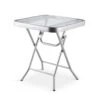 Silver & Stone Folding Side Table With Glass Top 40cm X 40cm X 46cm