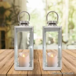 Lewis's Rectangular Lanterns Candle Holders Set Of 2 - 13x12x32cm -Home Furnishing Serie Shop 43643993
