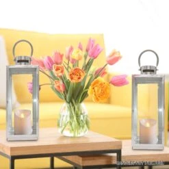 Lewis's Rectangular Lanterns Candle Holders Set Of 2 - 17x16x41cm 8 Lewis's Rectangular Lanterns Candle Holders Set Of 2 - 17x16x41cm -Home Furnishing Serie Shop 43644051