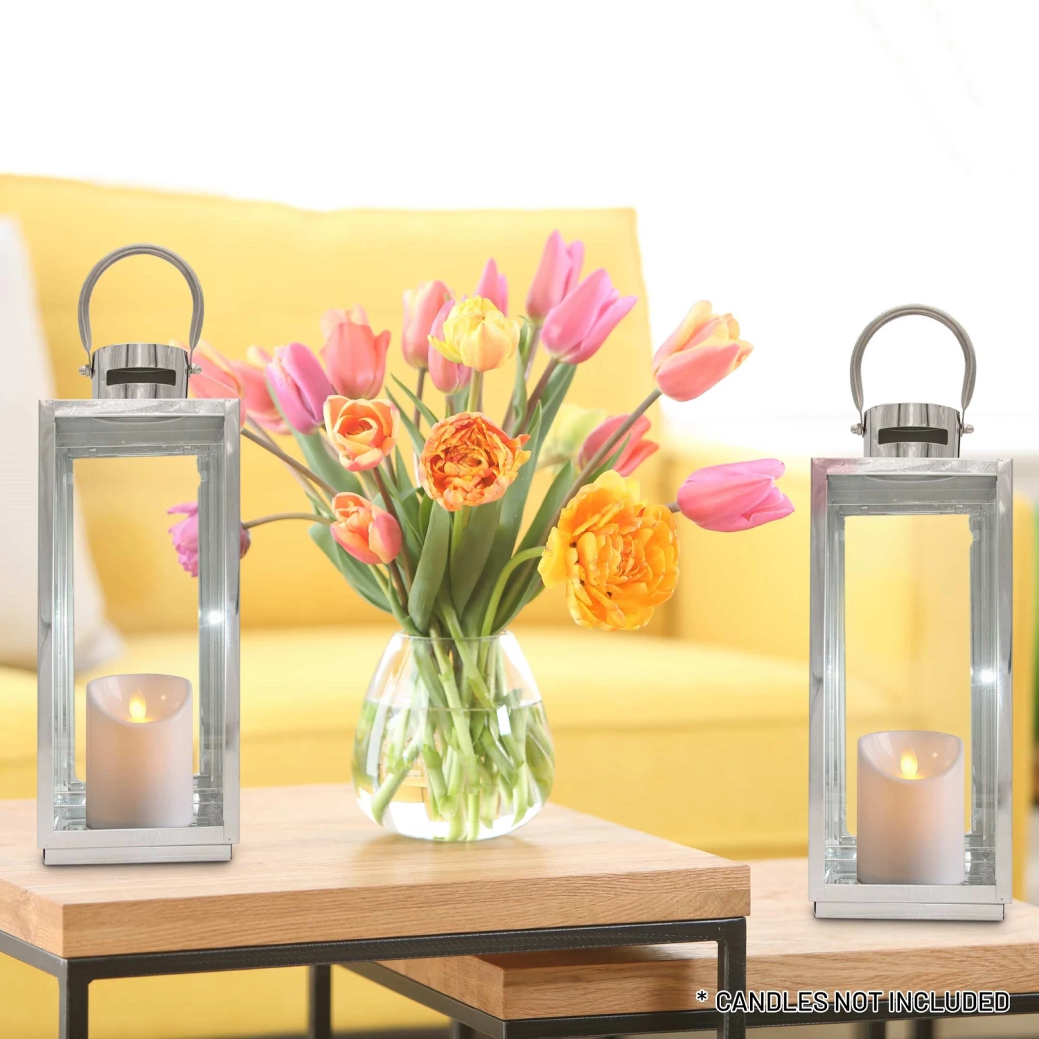 Lewis's Rectangular Lanterns Candle Holders Set Of 2 - 17x16x41cm 4 Lewis's Rectangular Lanterns Candle Holders Set Of 2 - 17x16x41cm - Image 4