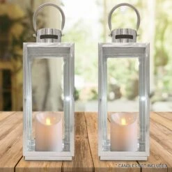 Lewis's Rectangular Lanterns Candle Holders Set Of 2 - 17x16x41cm 7 Lewis's Rectangular Lanterns Candle Holders Set Of 2 - 17x16x41cm -Home Furnishing Serie Shop 43644052