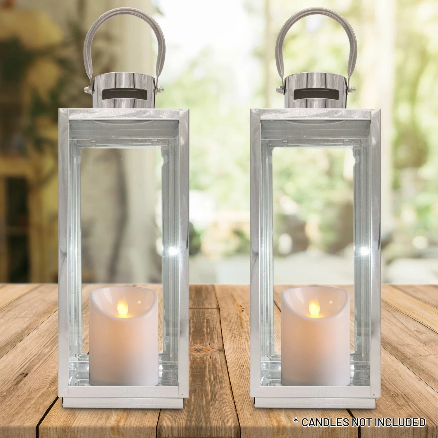 Lewis's Rectangular Lanterns Candle Holders Set Of 2 - 17x16x41cm 3 Lewis's Rectangular Lanterns Candle Holders Set Of 2 - 17x16x41cm - Image 3