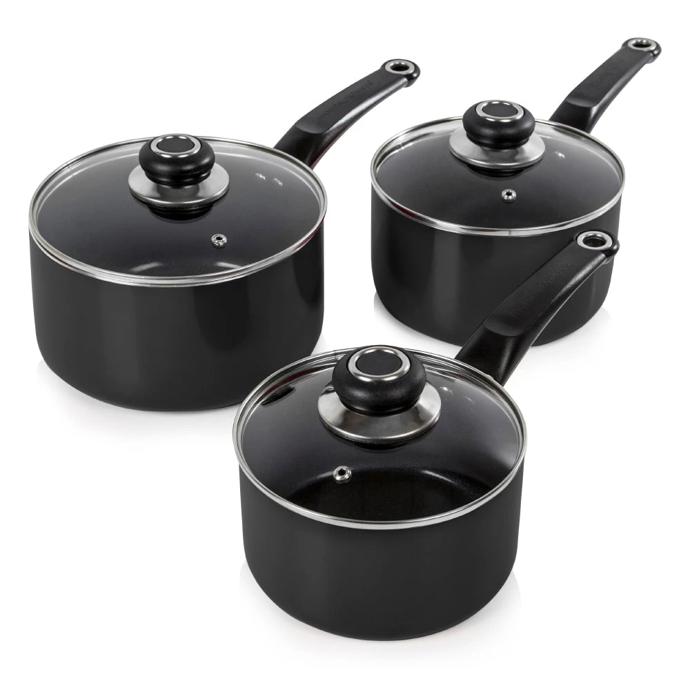 Morphy Richards 3 Piece Sauce Pan Set - Black 1 Morphy Richards 3 Piece Sauce Pan Set - Black