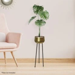 Palma Indoor Metal Planter Pot On Legs - Gold 6 Palma Indoor Metal Planter Pot On Legs - Gold -Home Furnishing Serie Shop 44982161
