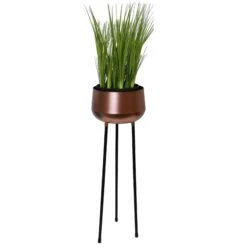 Palma Indoor Metal Planter Pot On Legs - Bronze