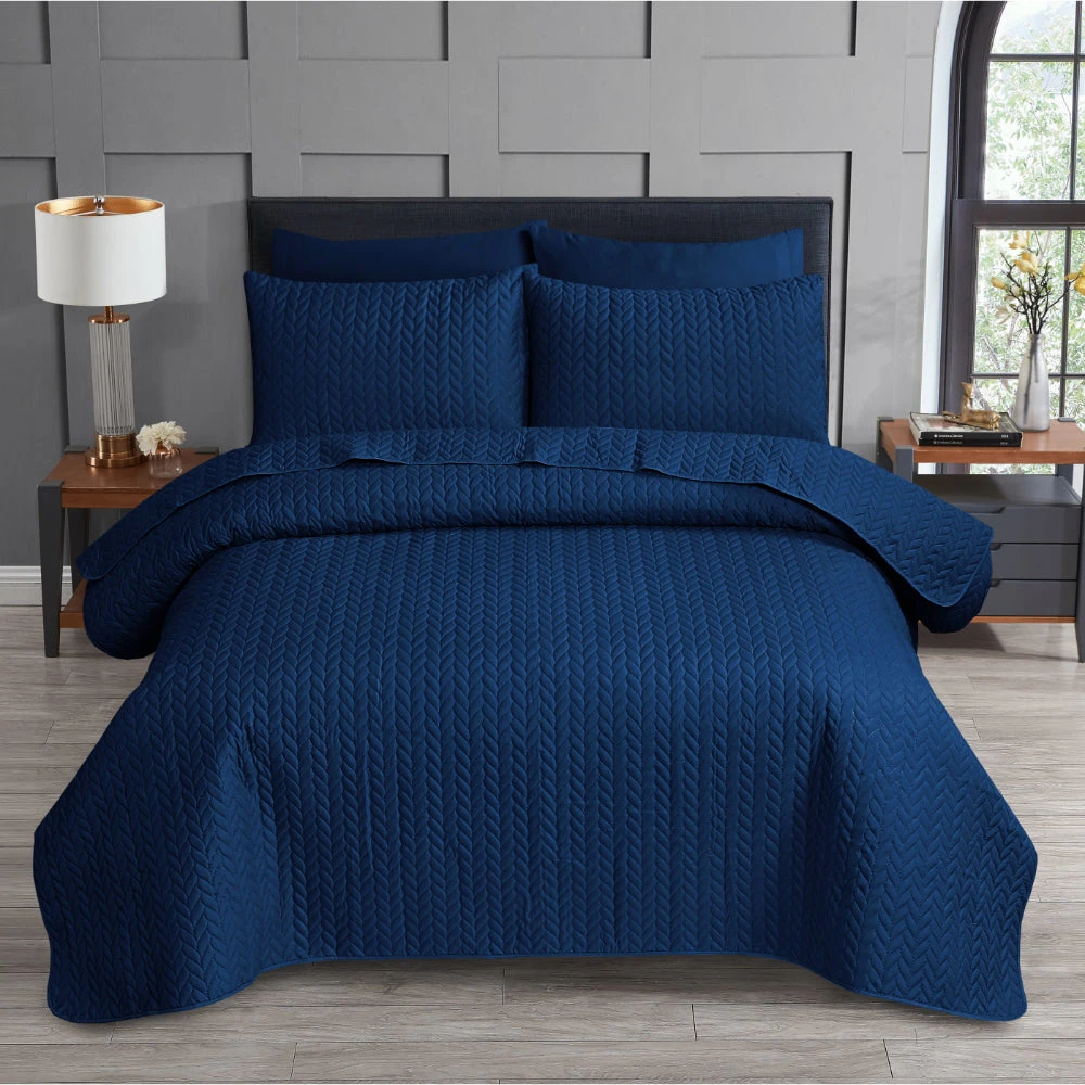 Opus Leaf Pinsonic Duvet Set - Navy 1 Opus Leaf Pinsonic Duvet Set - Navy