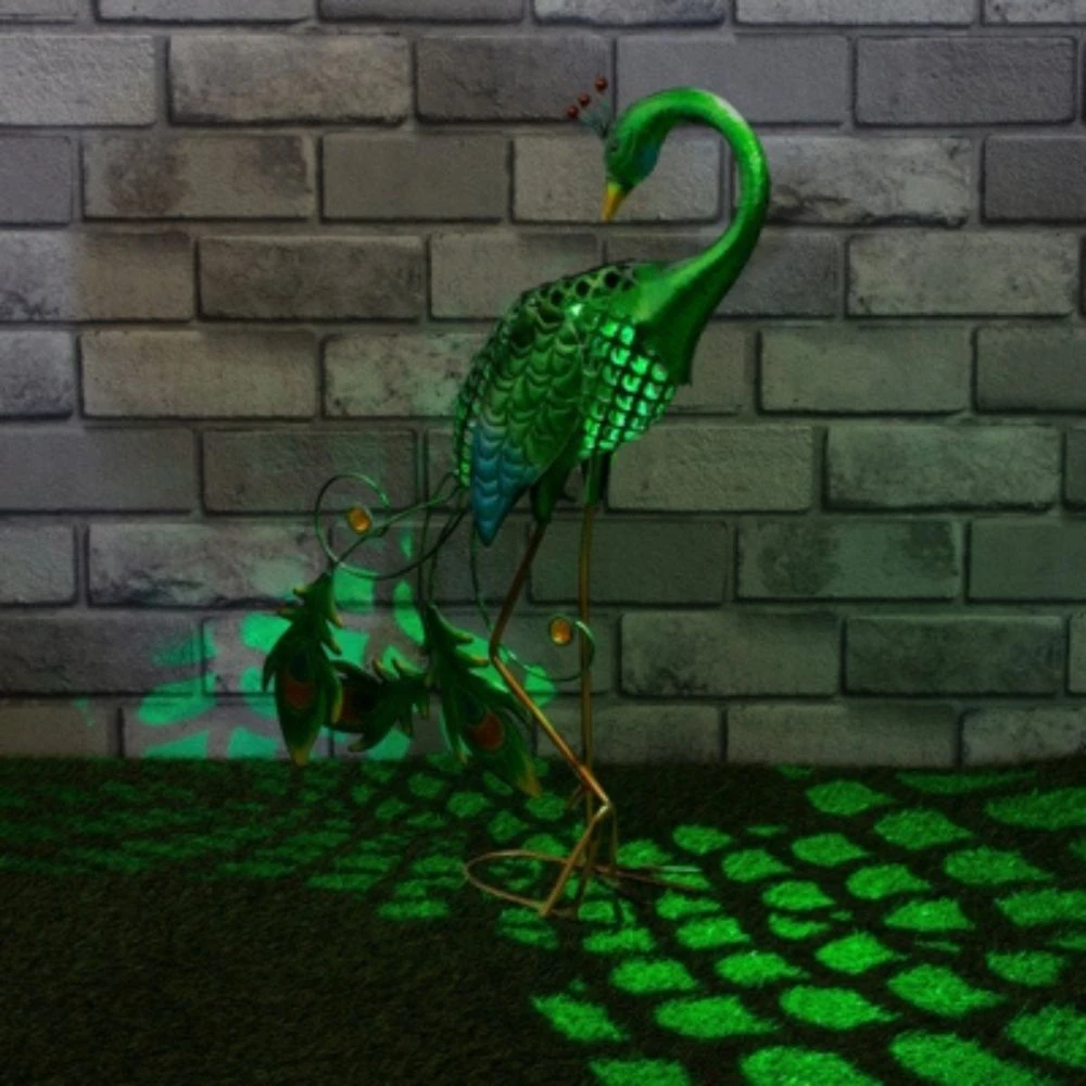 GardenKraft Solar Metal Peacock 56cm 2 GardenKraft Solar Metal Peacock 56cm - Image 2