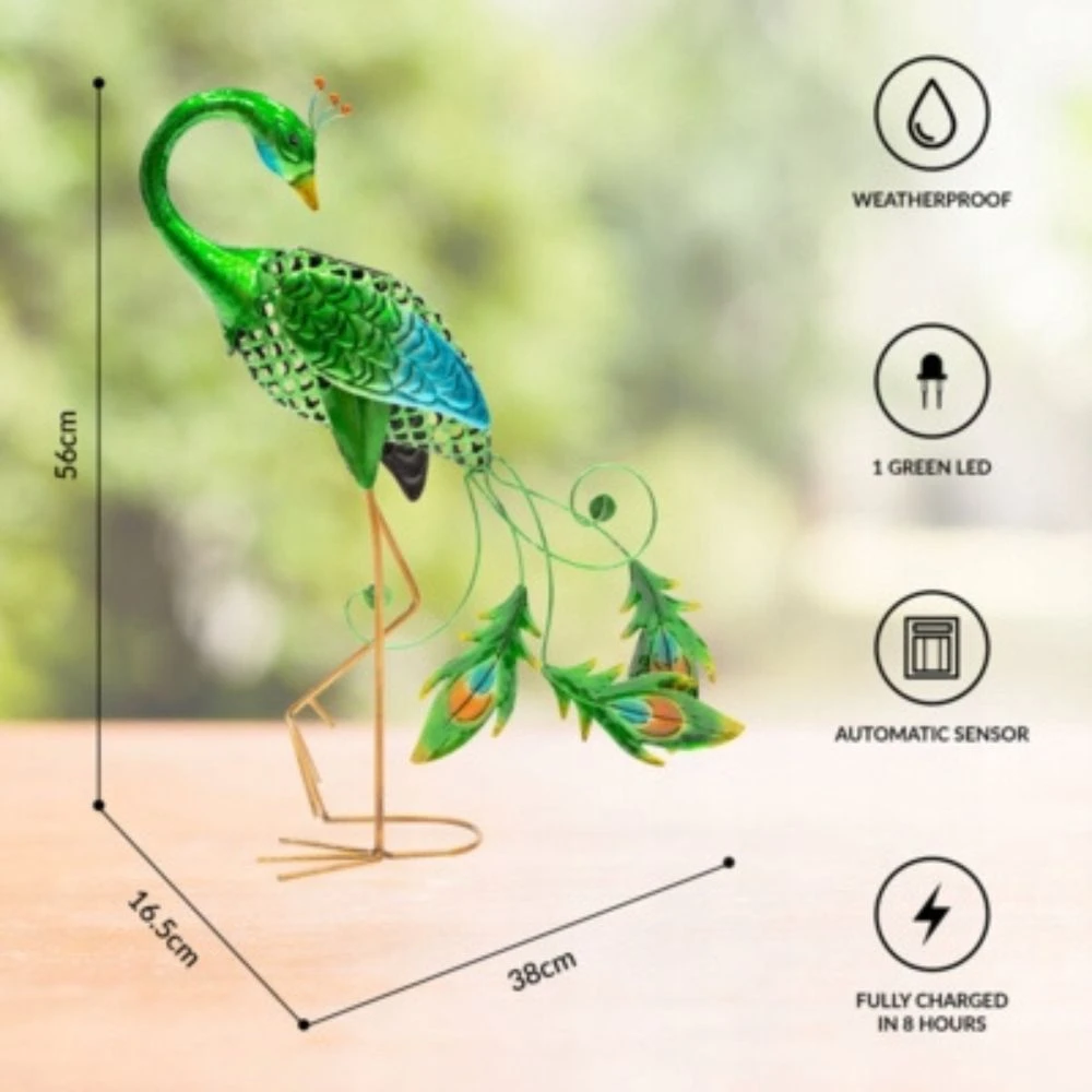 GardenKraft Solar Metal Peacock 56cm 3 GardenKraft Solar Metal Peacock 56cm - Image 3