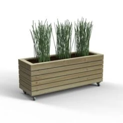 Forest Garden Linear Planter - Long With Wheels 49.6cm(h) X 120cm(w) X 40cm(d)