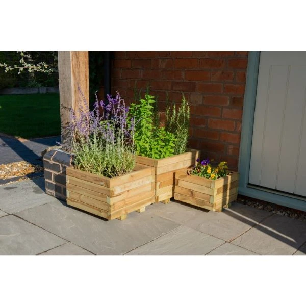 Forest Garden Kendal Square Planter - Set Of 3 2 Forest Garden Kendal Square Planter - Set Of 3 - Image 2