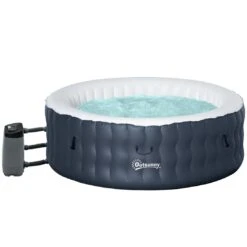 Outsunny Inflatable Hot Tub Spa Round With Cover For 4 People 180cm - Dark Blue