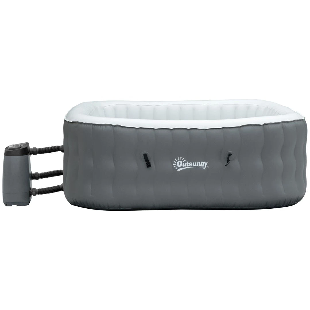 Outsunny Inflatable Hot Tub Spa Square For 4-6 People 180cm - Grey 1 Outsunny Inflatable Hot Tub Spa Square For 4-6 People 180cm - Grey