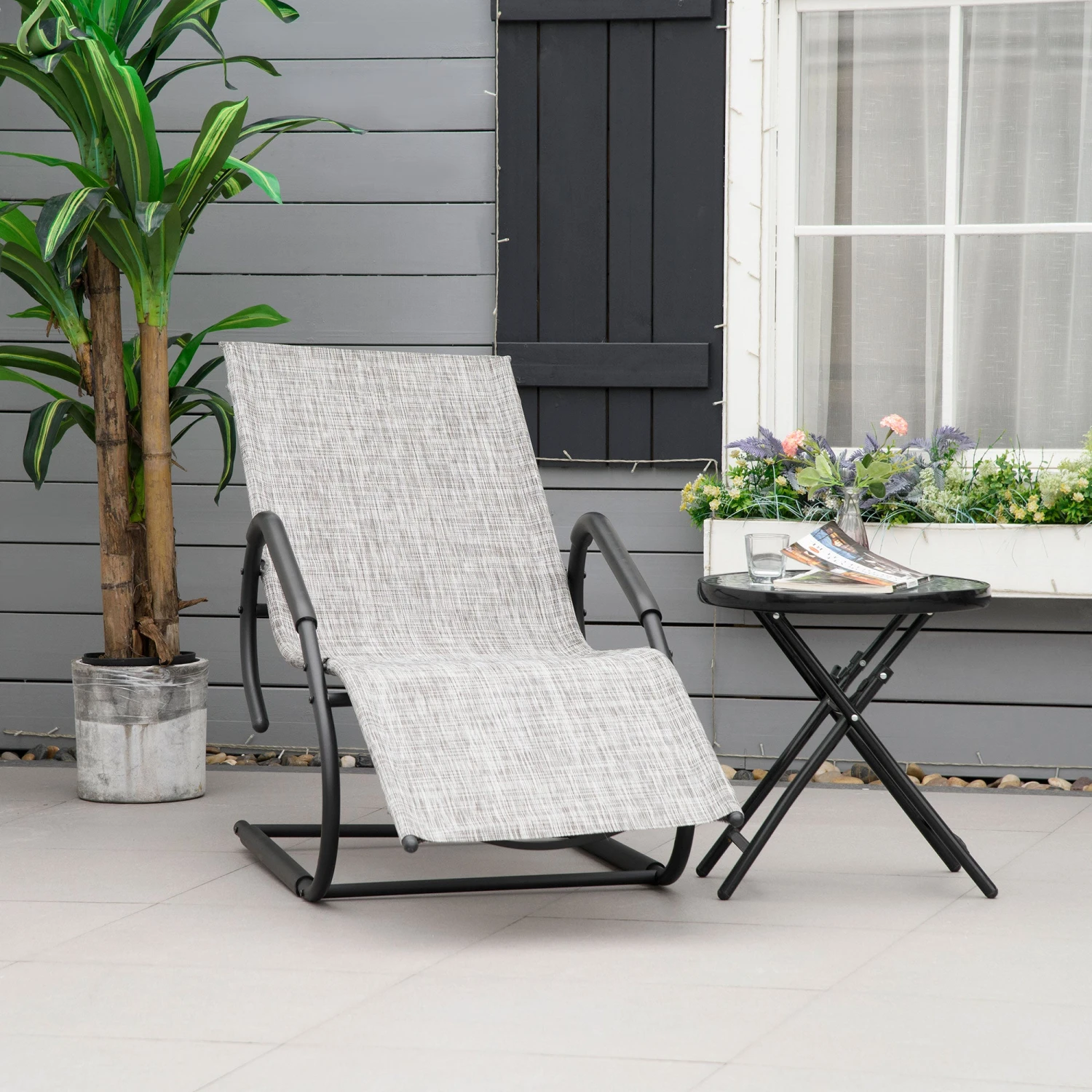 Outsunny Patio Lounge Chair - Grey 2 Outsunny Patio Lounge Chair - Grey - Image 2