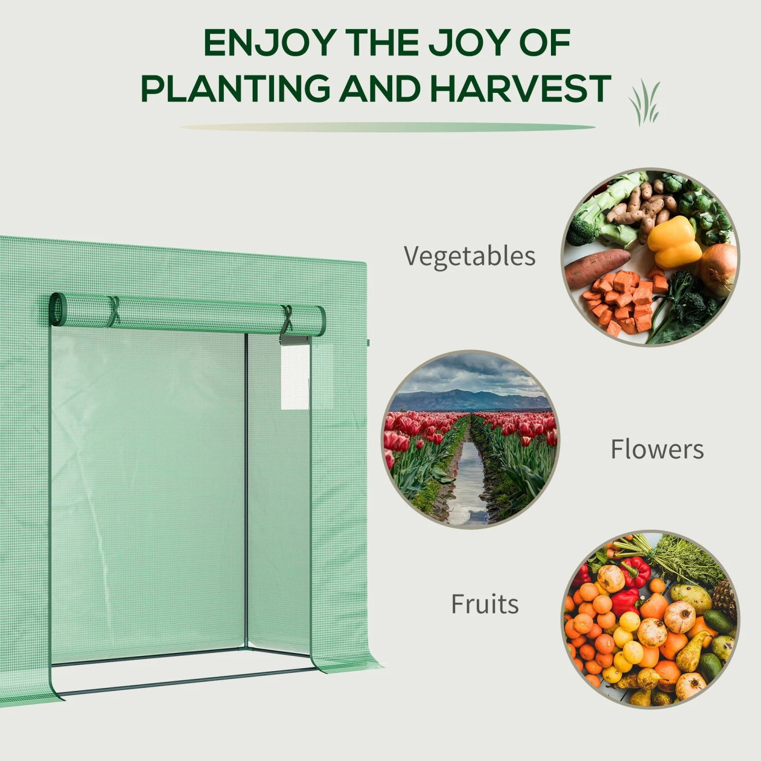 Outsunny Outdoor Greenhouse Poly Tunnel Plants Reinforced Top Cover 1.98 X 0.77 X 1.49 M 7 Outsunny Outdoor Greenhouse Poly Tunnel Plants Reinforced Top Cover 1.98 X 0.77 X 1.49 M - Image 7